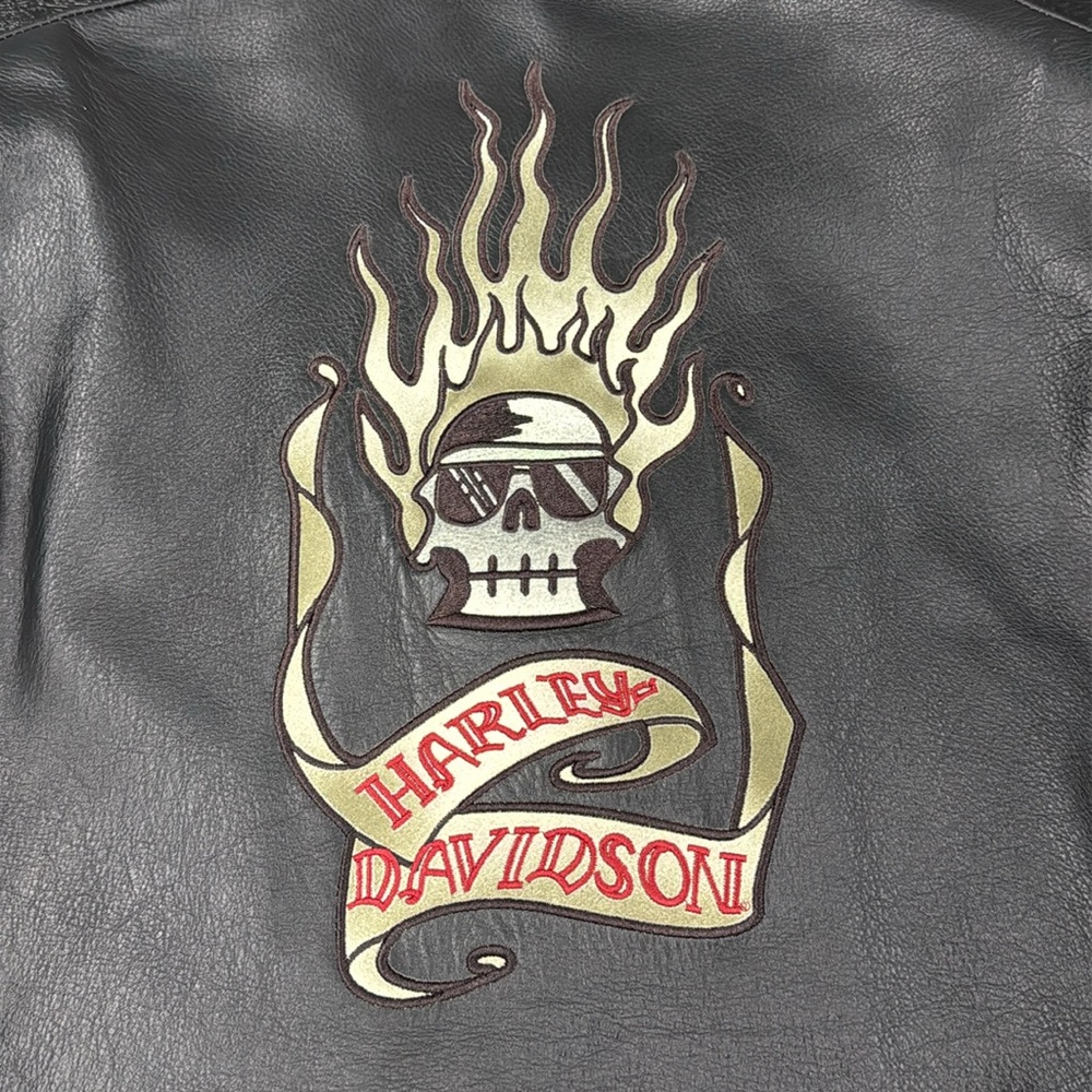 Harley-Davidson Vintage Heavy Leather Embroidered Riding Jacket with Armor - 2XL - Picture 6 of 13